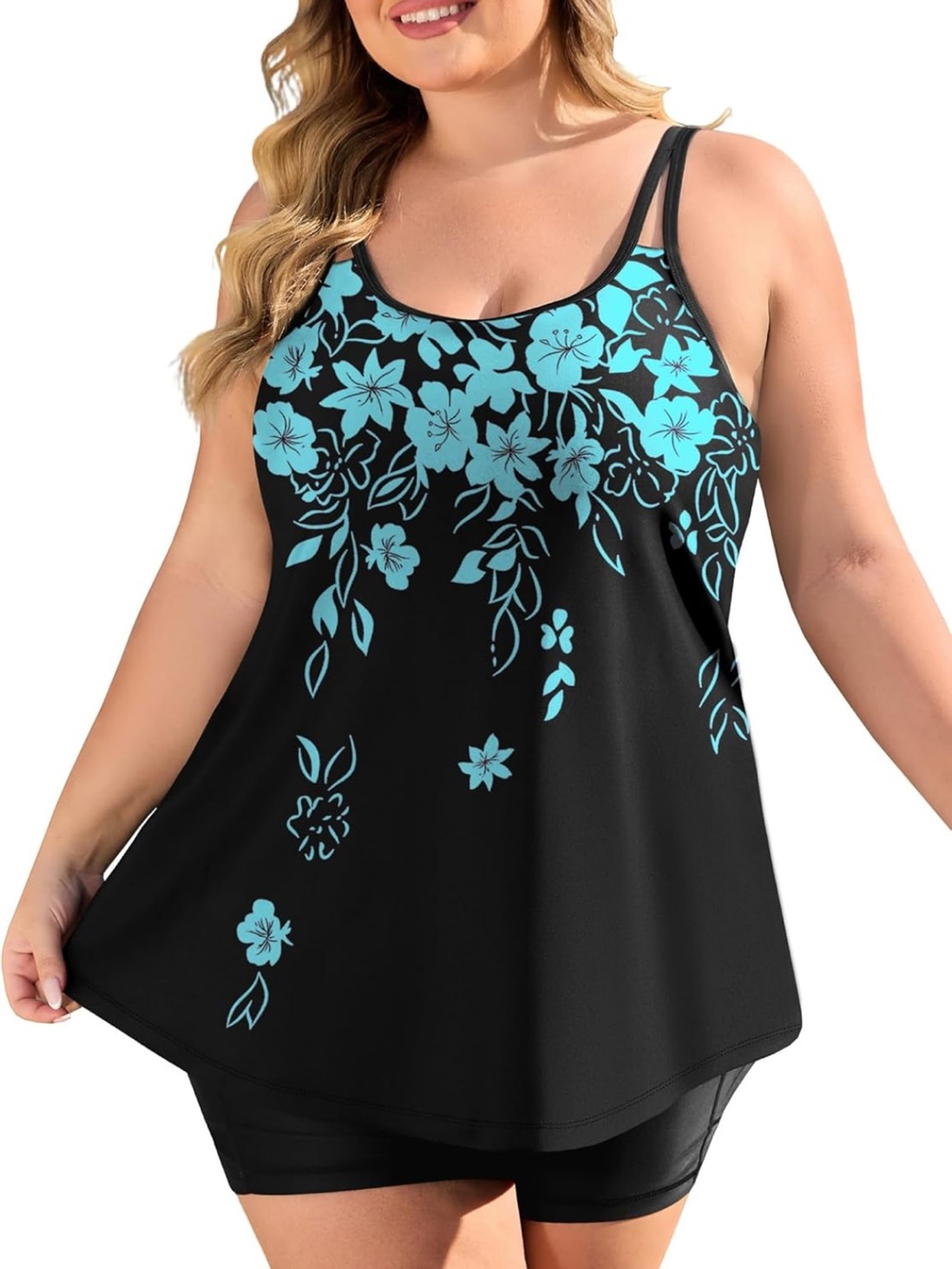 Plus Size Tankini Swimsuits 2 Piece Bathing Suit Flowy Swimwear Swim Tank  Short